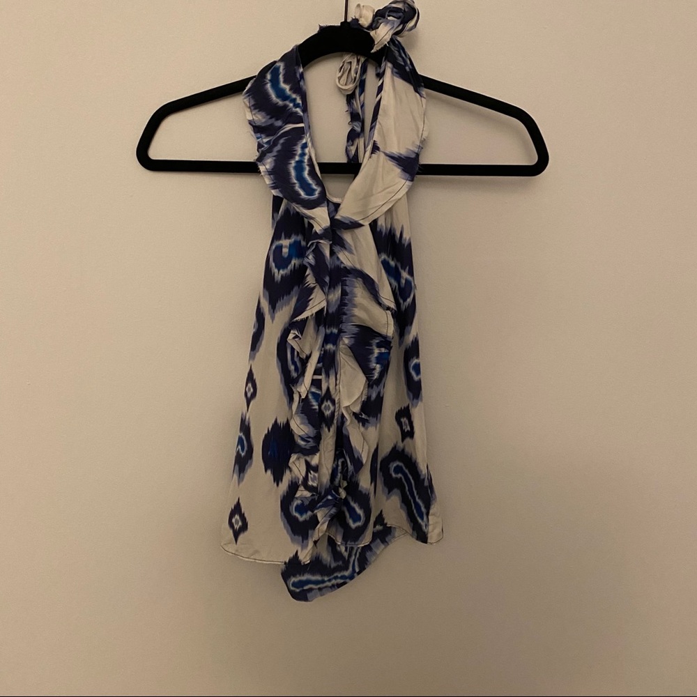 Banana Republic blue Ikat print halter top